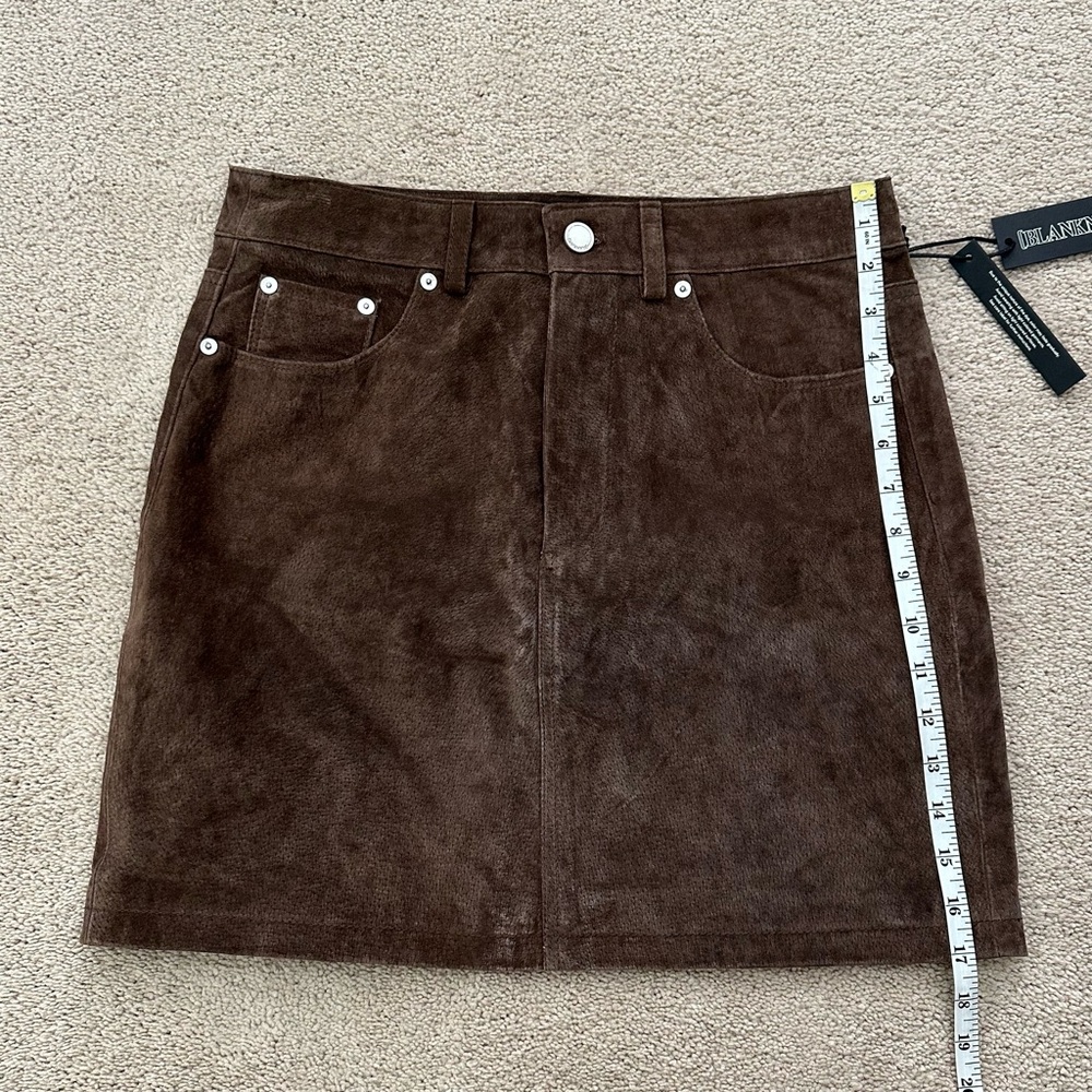 Trending Chocolate Brown Genuine Suede Leather Fall Mini Skirt - Picture 14 of 15